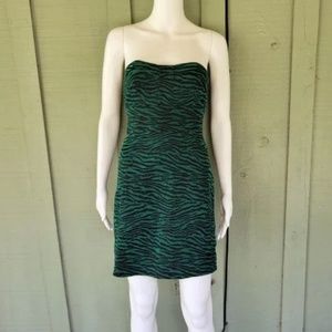 NWT Diane Von Furstenberg Emerald & Black Tiger Print Mini Dress Size 0
